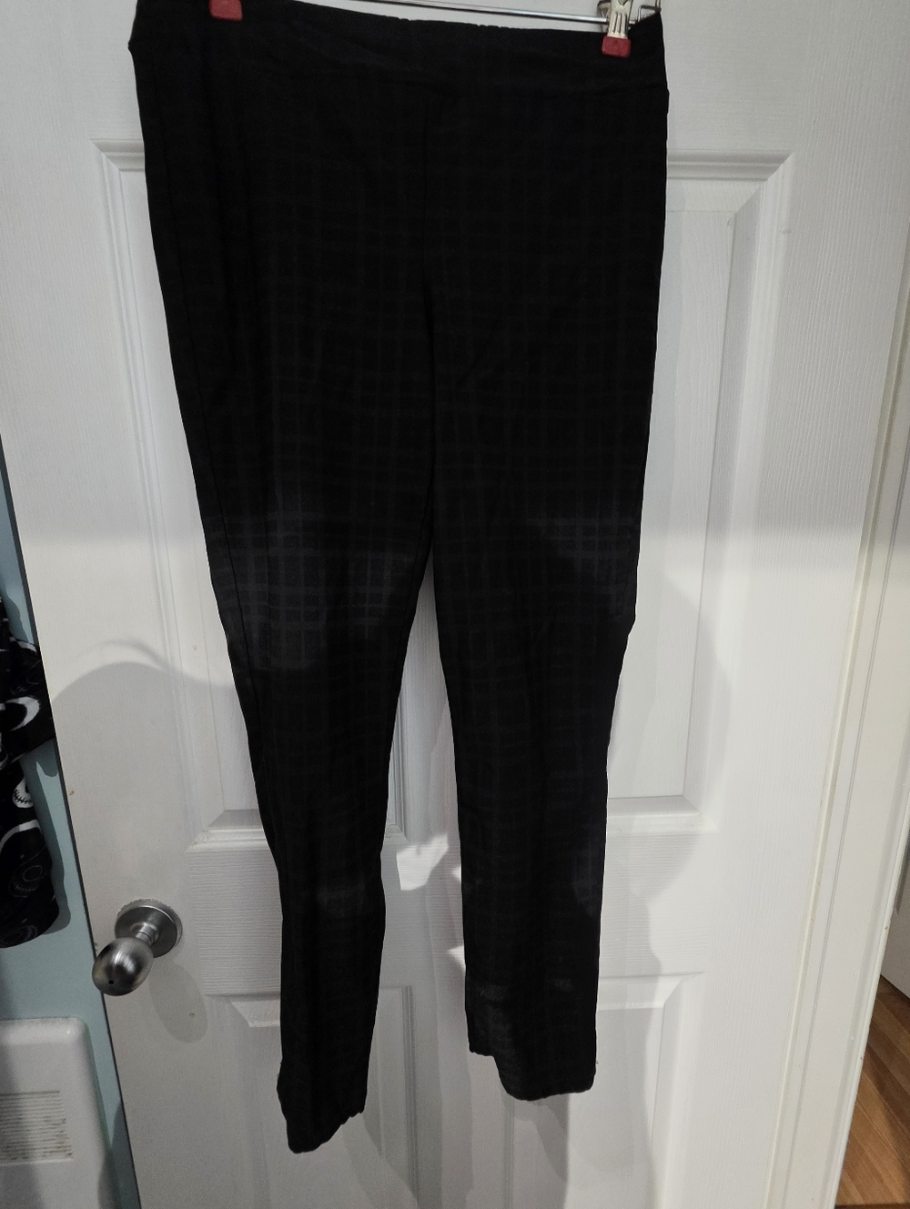 BCIM Black Tonal Plaid Skinny Pants - Stretchy & Chic - Size M/L